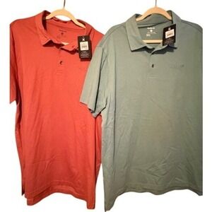Hurley Mens Polo Shirt Twin Pack‎ Coral and Green XL Short Sleeve Collared NWT